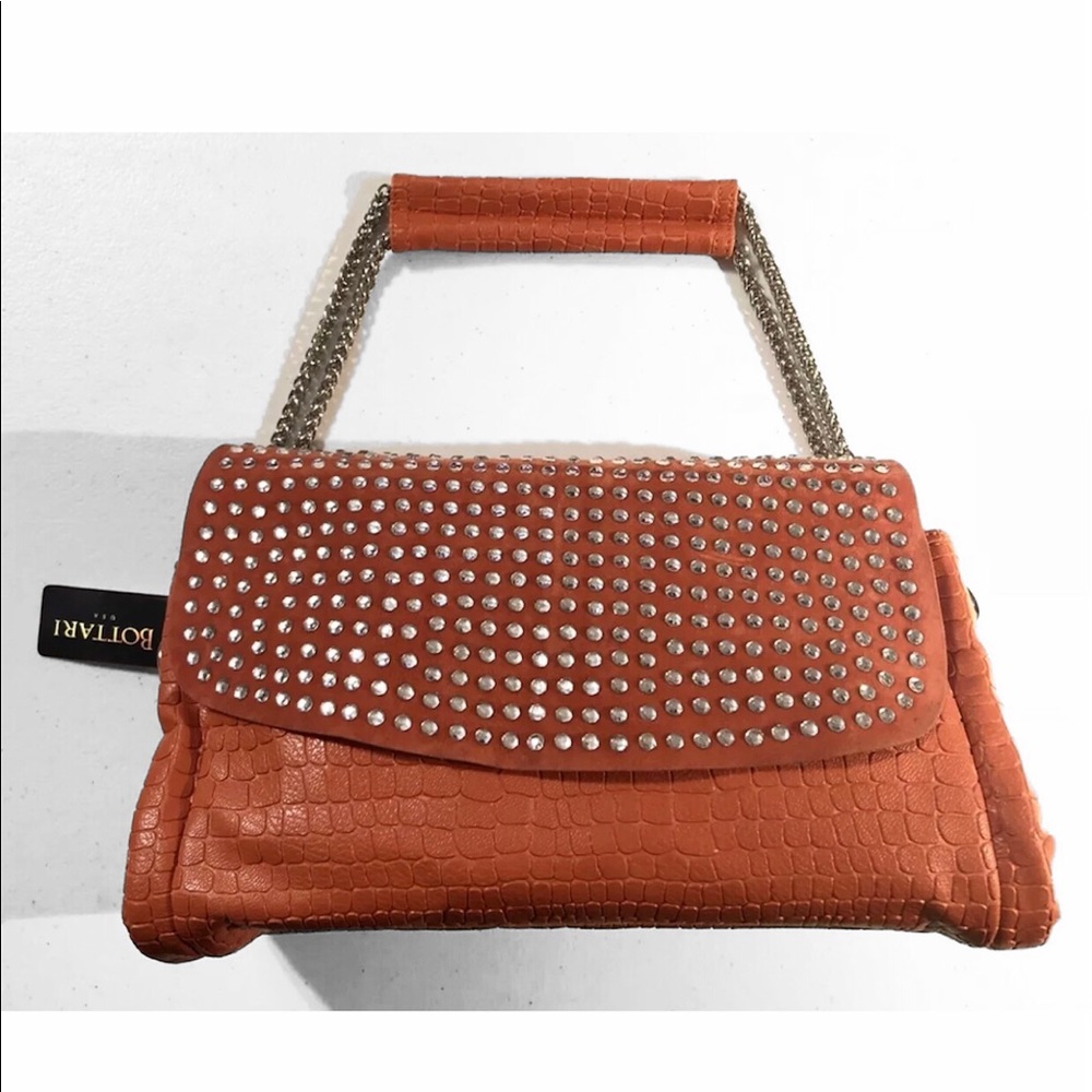 Bottari Rhinestone Orange Shoulder Bag